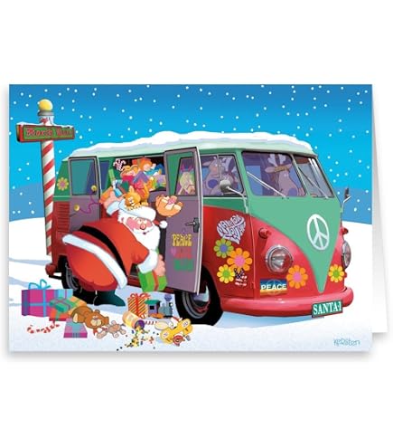 Motorrad-Weihnachtskarten Set – 18 Karten Mit Umschlägen, Lustiges Santa Gang Design, Made In USA