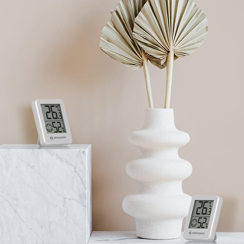 Temeo Termómetro, higrómetro, Set de 6 higroindicadores para Colocar de pie o en la Pared, con indicador de Temperatura Interior, Blanco