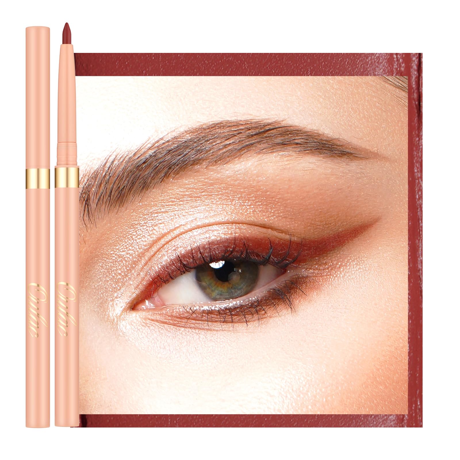 OULAC Matte Brick Red Eye Liner & Lip Liner 2 in 1, Waterproof, Smudge-proof Retractable Eyeliner Pencils Lasts 24H+, Highly Pigmented and Smooth, Vegan (LL06) Mulled Wine
