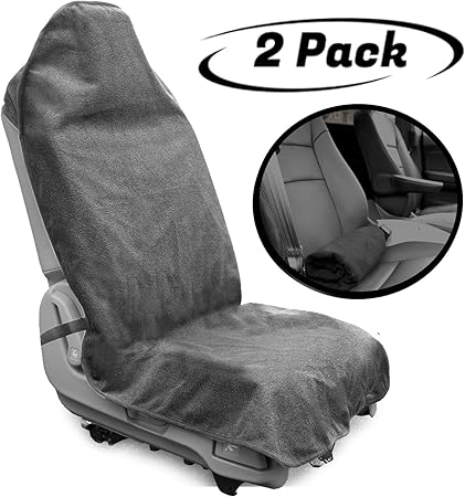 Amazon Lebogner カーシートタオルカバー ジム後のワークアウト ランニング 水泳用 2パック グレー ユニバーサルフィット 滑り止め 防水 汗止めバケットシートプロテクター 車 Suv トラック用 シートクッション 車 バイク