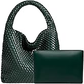 Women Vegan Leather Hand-Woven Tote Handbag Fashion Shoulder Top-handle Bag All-Match Underarm Bag with Purse