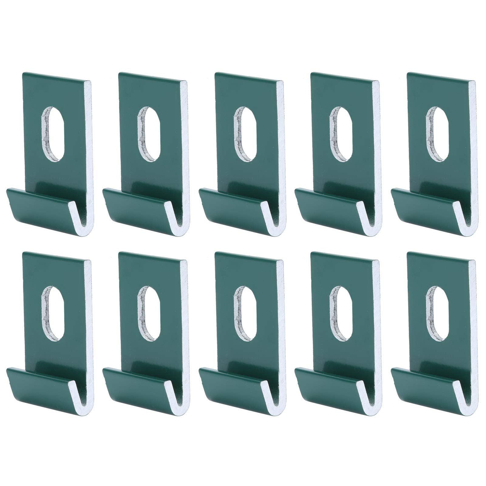 10Pcs Greenhouse Base Clips, J Clips for Aluminium Greenhouses, Stainless Steel Base Fixing Clips, Easy Install Secure Fit Greenhouse Accessories Hook Fixture Set (Silver)