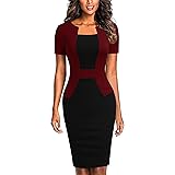Babyonline Damen Colorblock Wear f/&uuml;r Arbeit Business Party Bodycon Einteiler Kleid