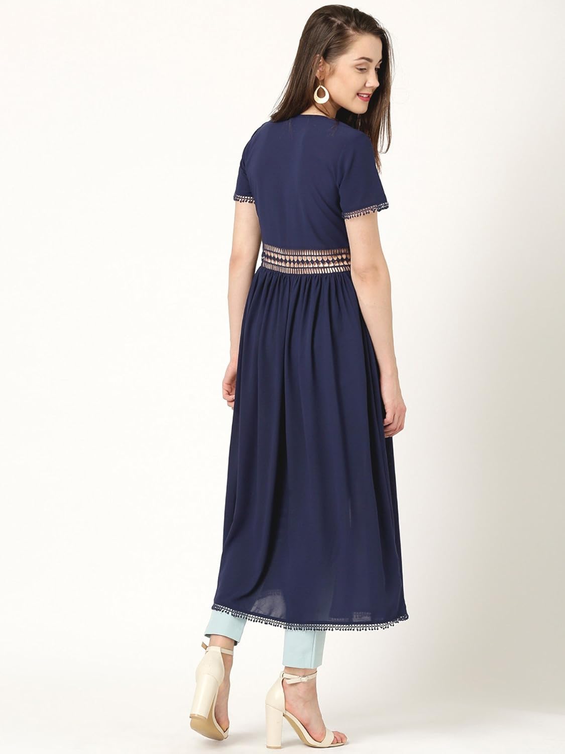 marie claire women navy solid maxi top (mc10209)