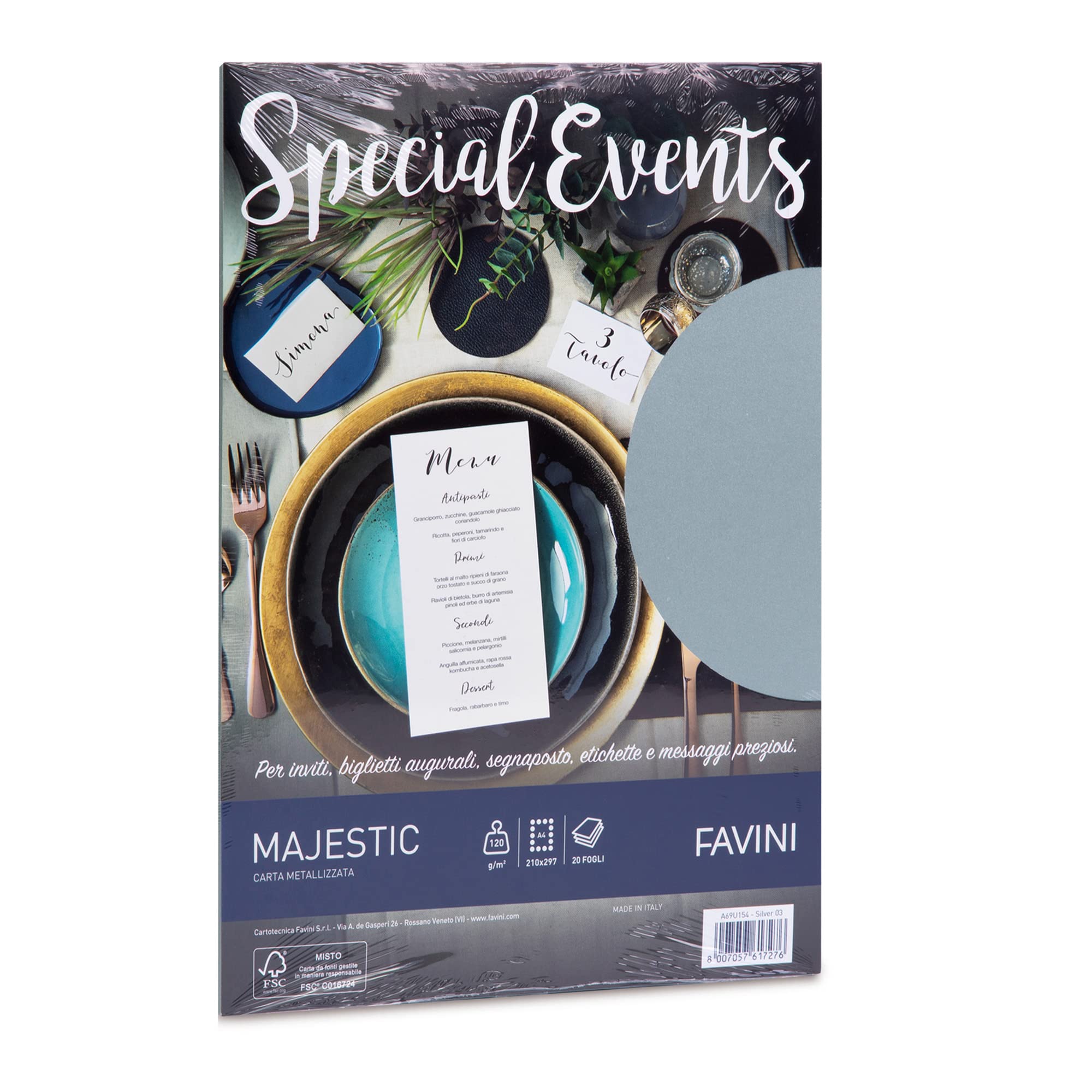 FAVINI Metallic Paper Special Events 120 gr A4 20 FG Silver 03
