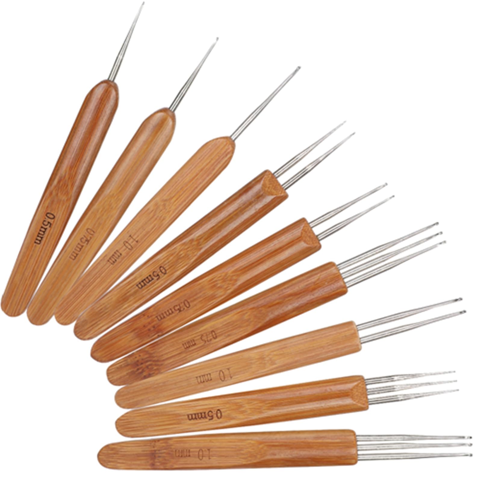 Braid Hair Dreadlocks Needle Weaving Crochet9PCS Dreadlocks Crochet Hooks Set for Braid Craft, 0.5 mm 0.75 mm 1 mm Needle Weaving Crochet, 1/2/3 Hooks Knitting Tools
