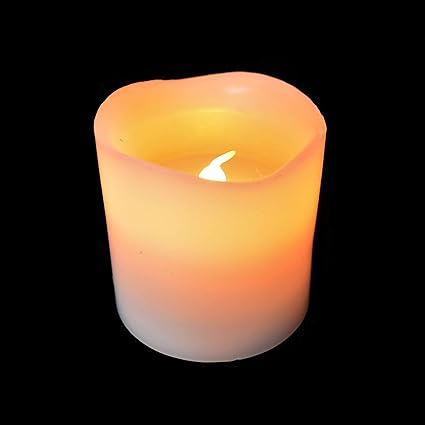 GOYAL Flameless Flickering Natural Looking Plastic LED Pillar Candle 5 Inches (Amber) - Yellow Burning