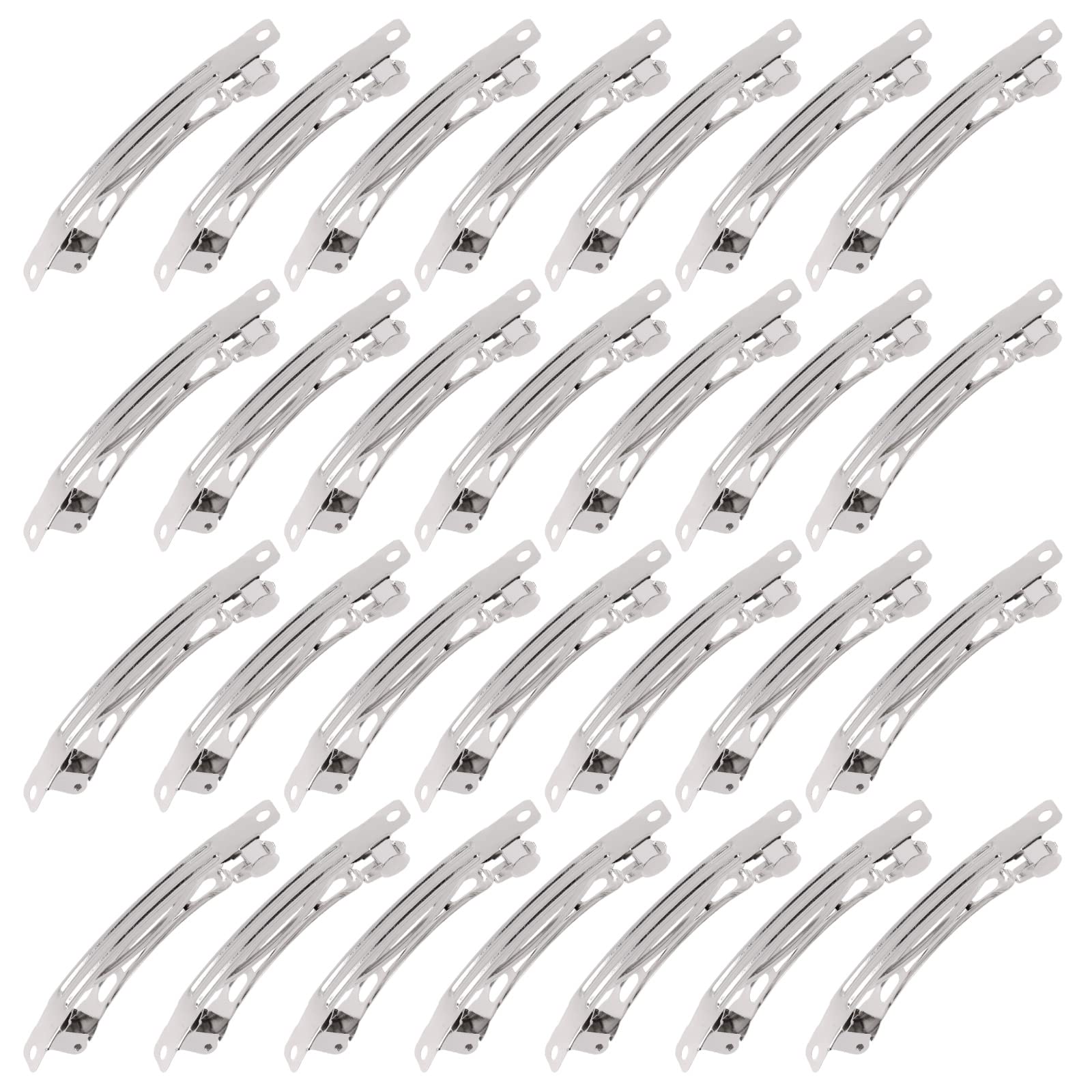 Mardatt 80 Pcs French Barrette Hair Clips Assortment Set 3.14 Inch Silver Metal Blank Alligator Hairpin Rectangle Craft Bow Clips for DIY Hairdressing Accessories (8 cm)
