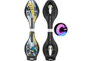 Simcat Caster Board, 2 Wheel Pivoting Skateboard with 360-degree Casters, Lightweight Durable Twistboard for Kids, Teenagers 