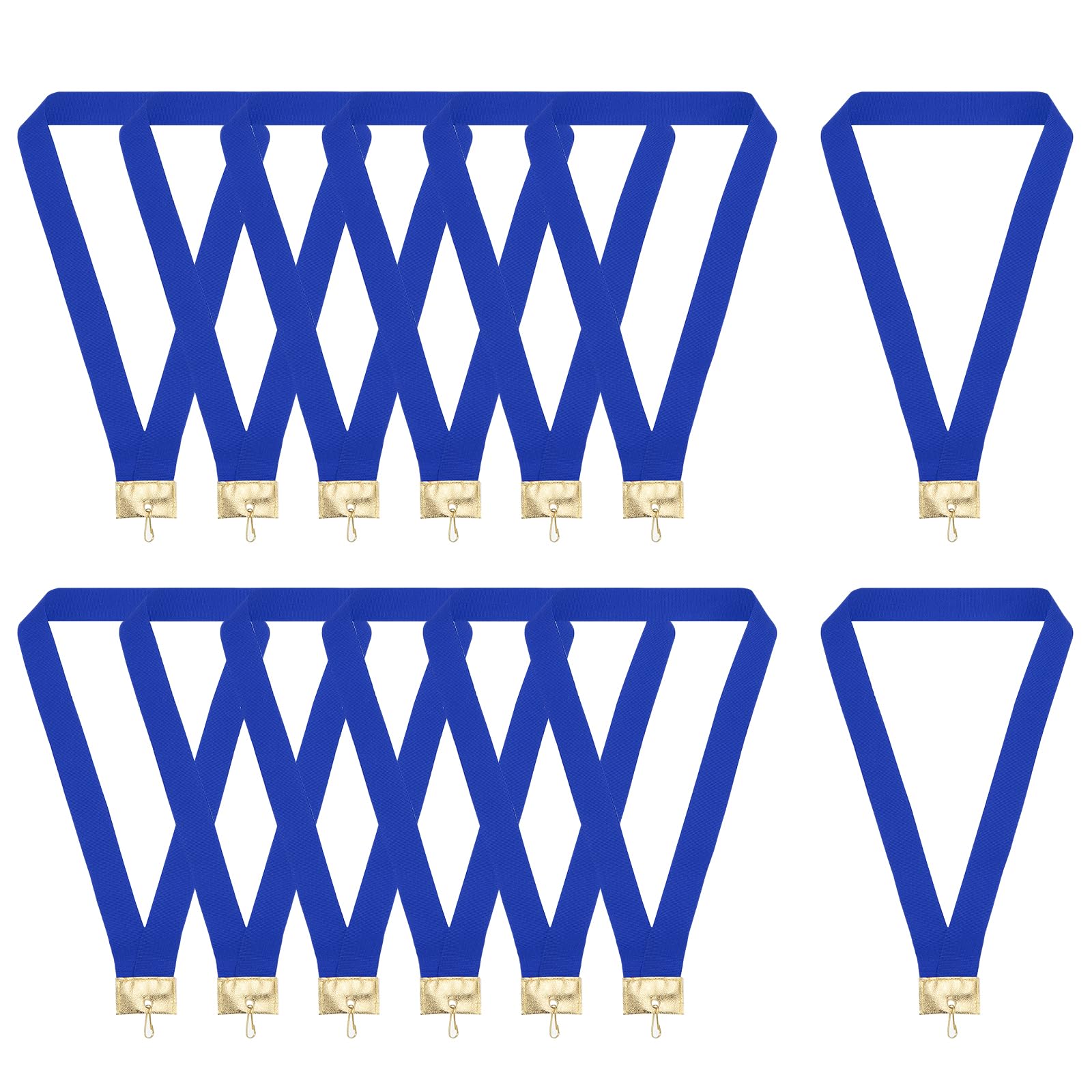 PATIKIL Award Neck Ribbons with Snap Clips, 20 Pcs Polyester Striped Medal Lanyards Ribbon with Leather Head Design for Competitions Sports Meetings Sports Party, Blue