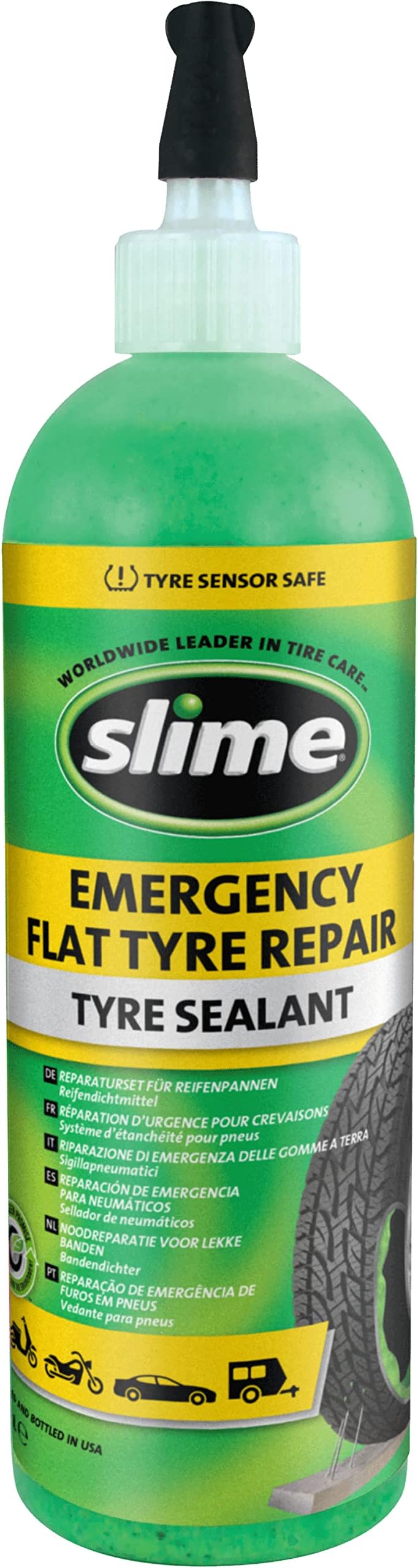 Slime SDS-500/06-IN Flat Tyre Puncture Repair Sealant 473 mL Emergency