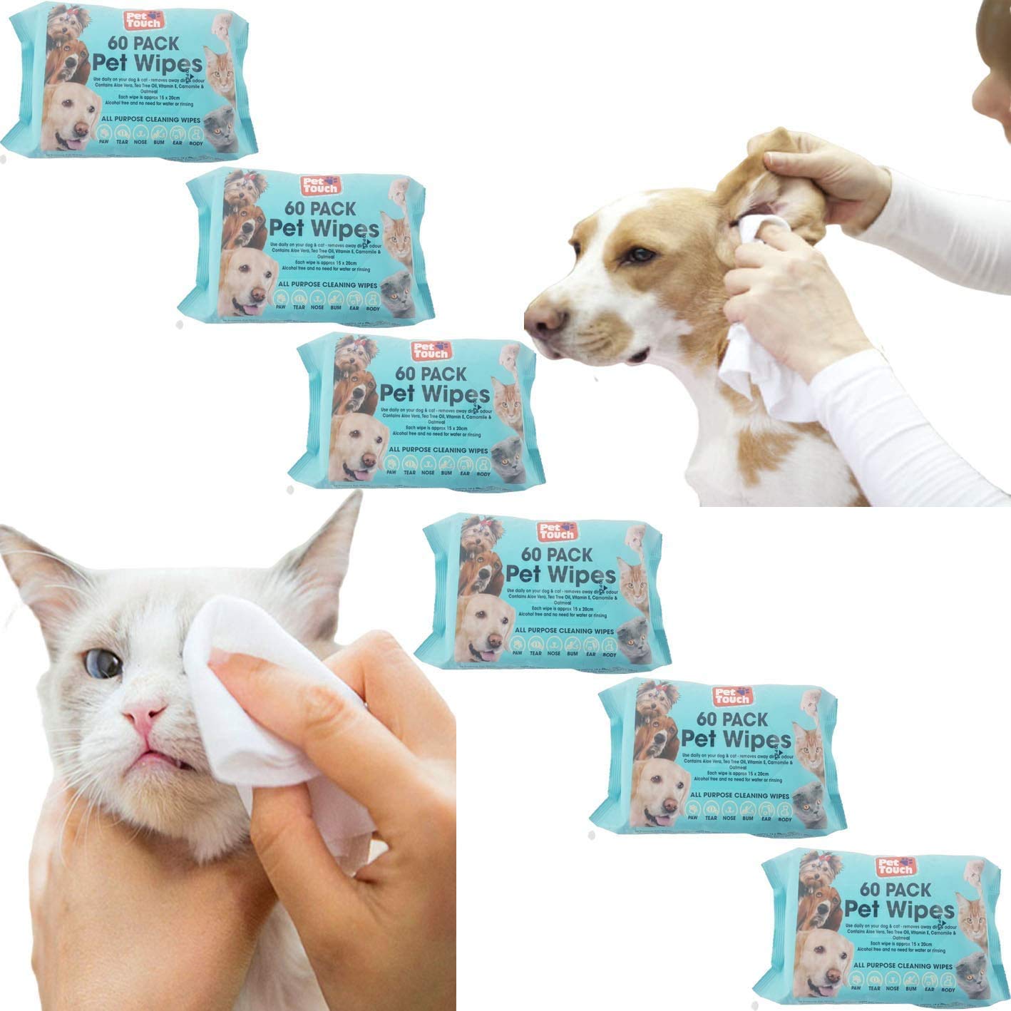 Multi Pack of Pet Grooming Wipes Count Deodorizing & Hypoallergenic Cleaning Wipes for Dogs & Cats All Natural Pet Wipes (360 wipes)