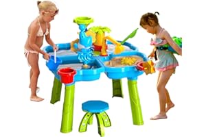 zefinot 4-in-1 Water Table for Toddler 3-5 - Sandbox Table for Outdoor Activity, Children's Water Table, Kids Water Play Table