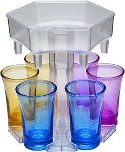 FuChIpnTco Shot Buddy Dispenser, 6 Shot Glass Dispenser and Holder Six Ways, Drink Beverage Dispenser for Bar, Shot Dispenser for Shot Glasses, Carrier Caddy Liquor Pour Dispenser, Hexagon