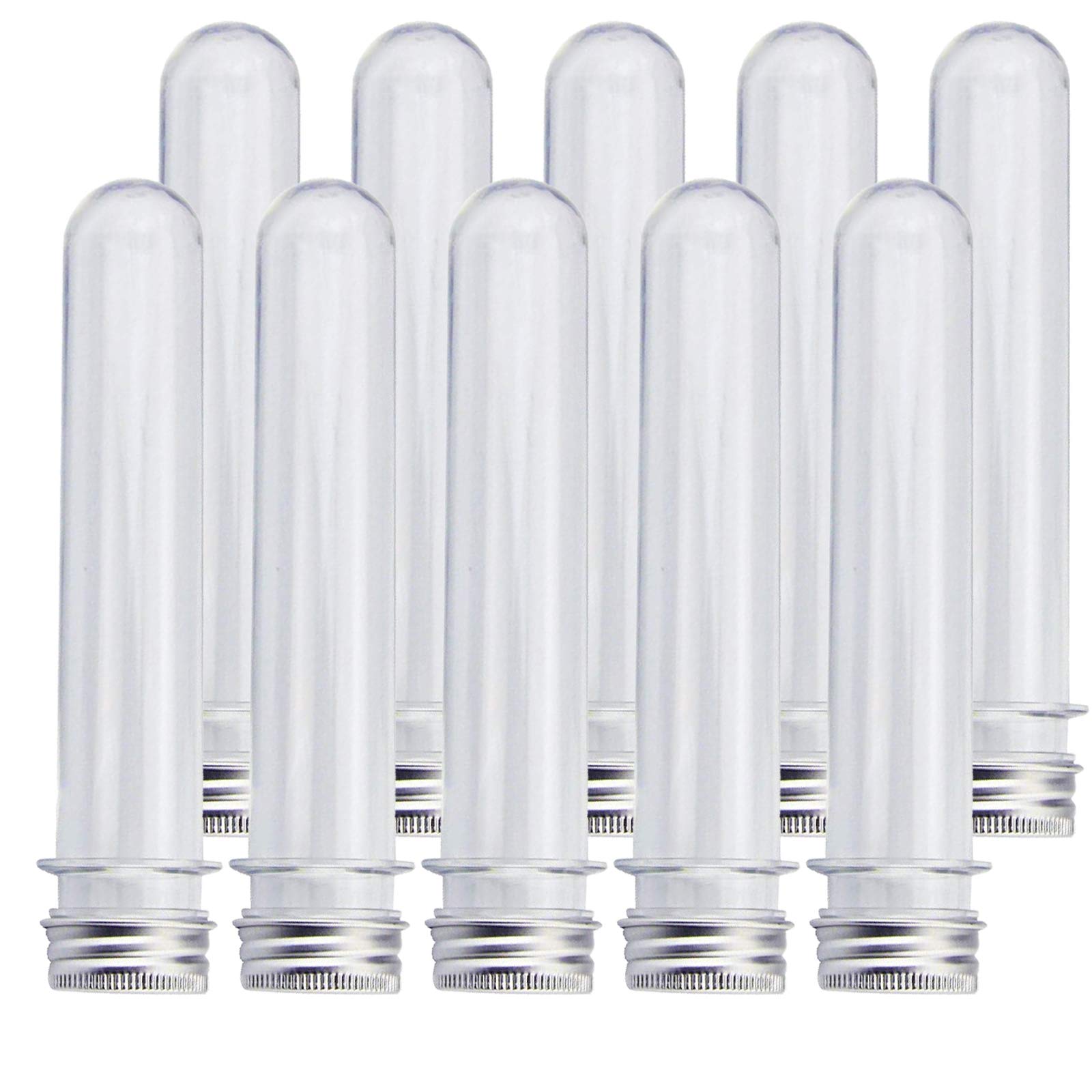 JamHooDirect 10Pcs, 100ML (32 x 162mm) Clear Plastic Test Tube with Screw Caps