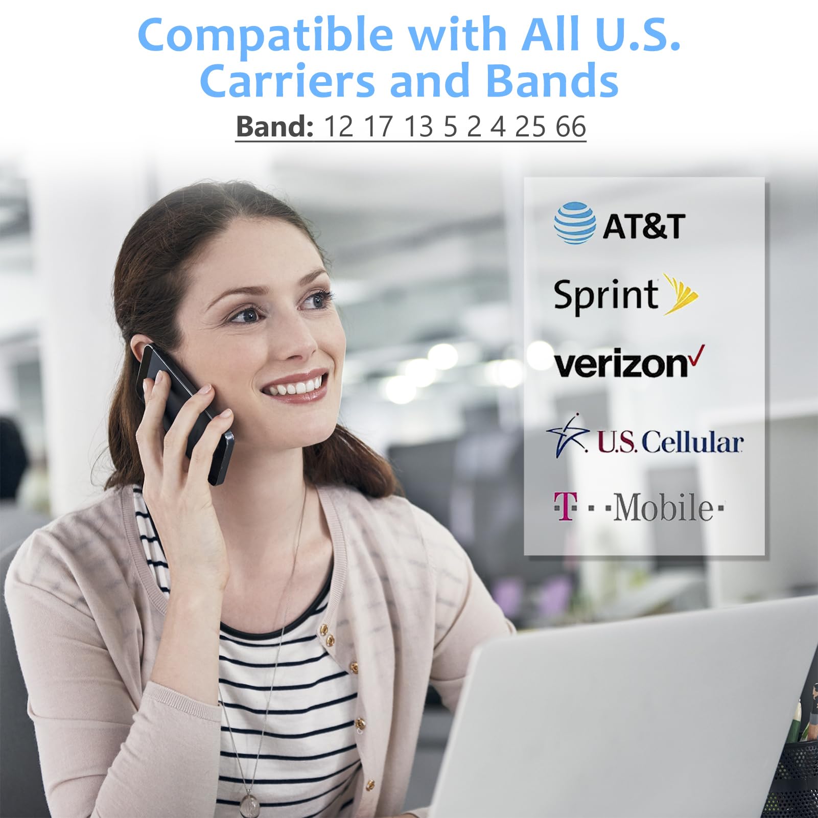 Cell Phone Booster for Home & Office,Up to 2,000 sq ft,Cell Phone Signal Booster with Band 66/25/2/4/5/12/13/17,Boost 5G 4G Data for All U.S. Carriers FCC Approved Cell Booster