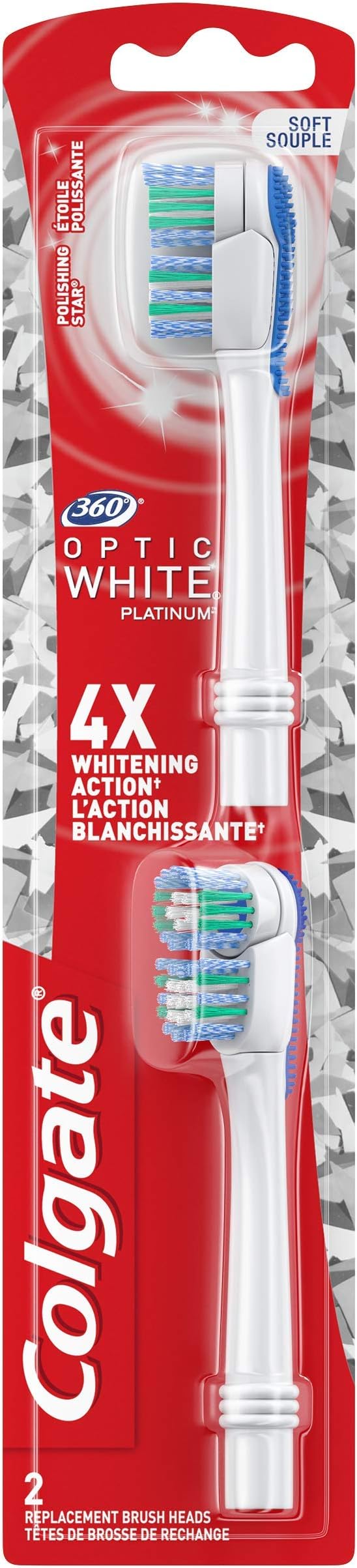 Colgate 360 Optic White Battery Toothbrush Replacement Head 2 count