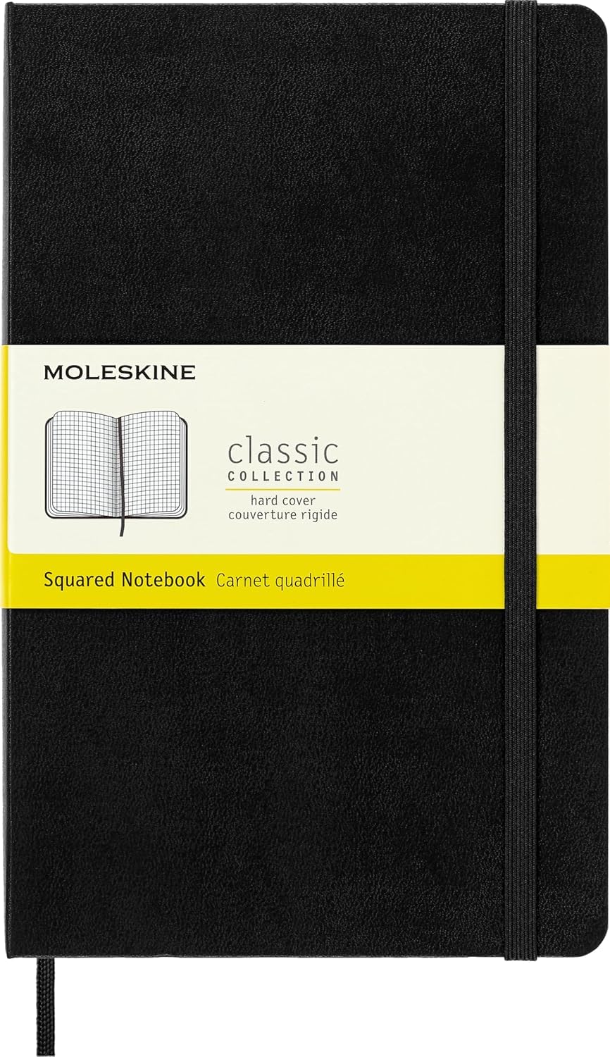 Moleskine Classic Squared Paper Notebook, Hard Cover and Elastic Closure Journal, Color Black, Size Large 13 x 21 cm, 240 Pages — image 1
