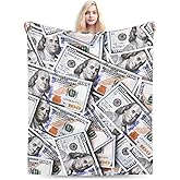 Novelty Dollar Cash Money Pattern Blanket Soft Comfy Flannel Throw Blankets Lightweight Warm Bed Throws Plush for Couch Sofa Camping Office Travel Home Bedroom Decor Girls Boys Kids Gifts 50"X40"