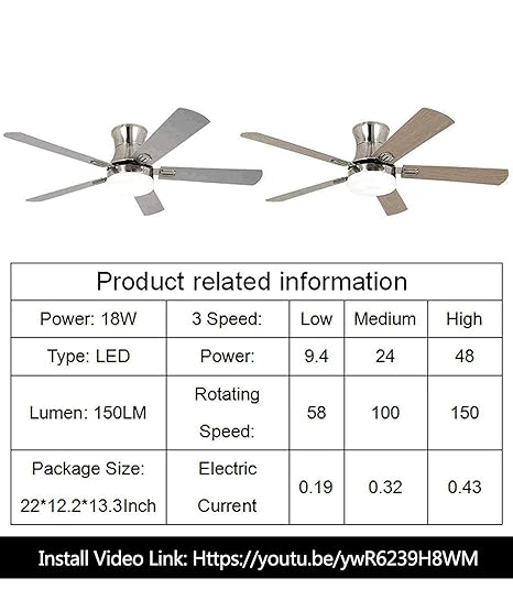 Luxurefan 52inch Indoor Flush Mount Ceiling Fan With Led Light 3
