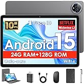Android 15 Tablet, 10 Inch Tablets Android, Octa-Core, 24GB(8+16) RAM+128GB ROM+1TB Expand, 1280x800 IPS Display, HD Touchscr