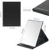 OWLKELA Portable Folding Mirror 21x15cm Black PU Leather Travel Vanity view 2