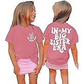 KEKEMI in My Big Sister Era Graphic Shirt Toddler Girl Promoted to Be Big Sis T-Shirt Baby Peace Graphic Short Sleeve Tee Top