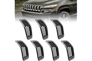 JINCHEN 7pcs Grill Mesh Inserts Fit for Jeep Cherokee 2014-2018, Honeycomb Mesh Front Grill Inserts Grille Cover Frame Trims (Retro Gray)