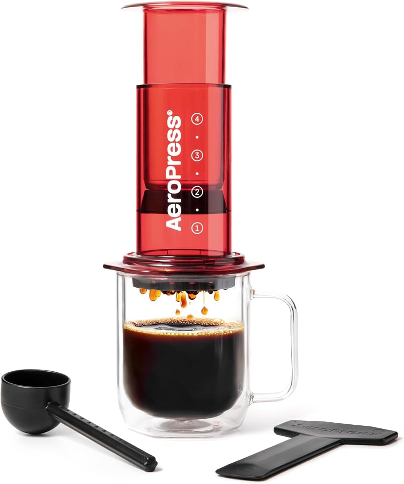 AeroPress Clear Coffee Press 3 in 1 Brew Method Red Tritan