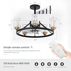 KINGTORO Chandelier Fan,Chandelier Ceiling Fans