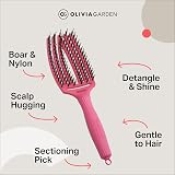 Olivia Garden Fingerbrush Care Iconic Medium Hot Pink Detangling Boar Nylon view 9