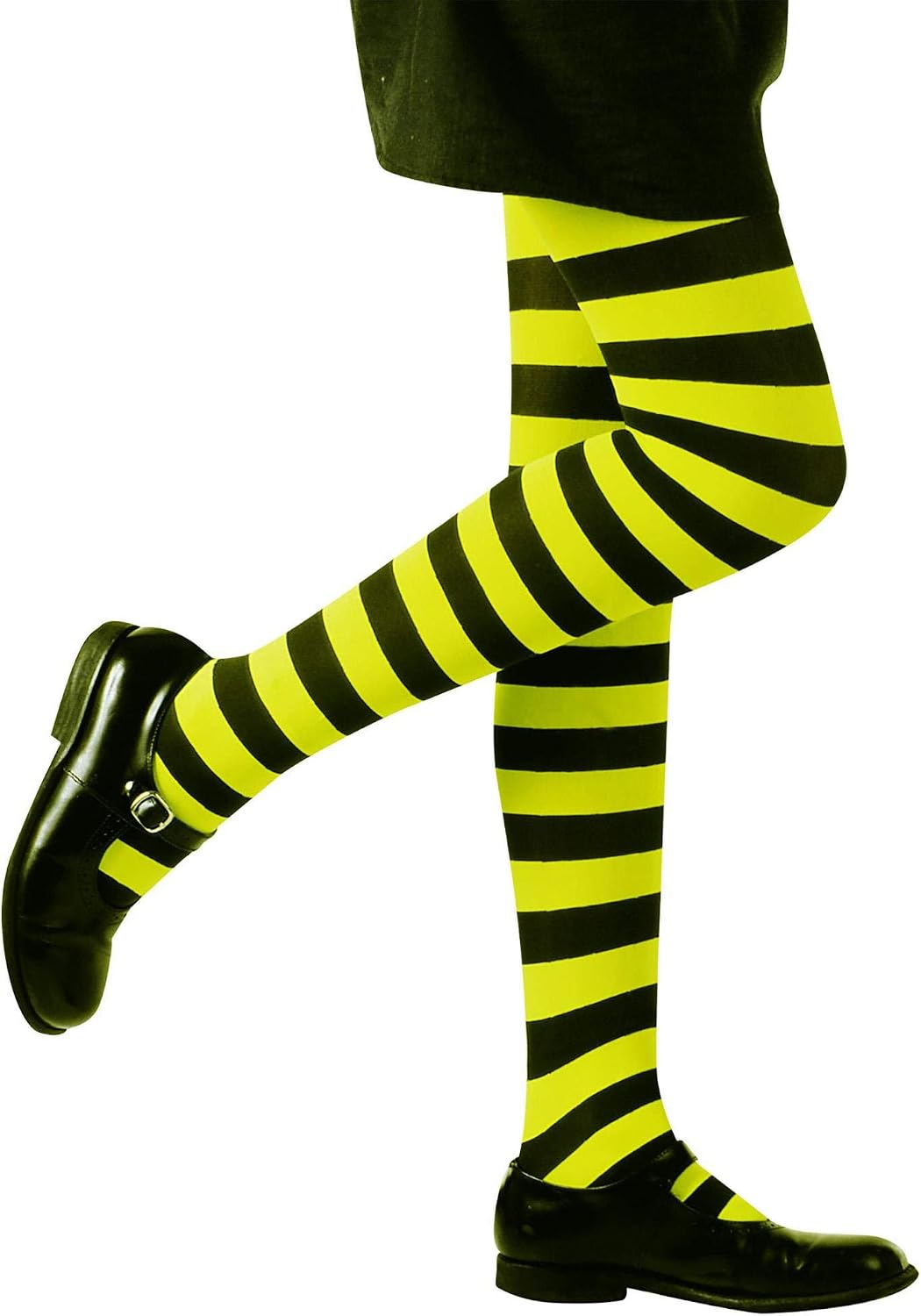 W WIDMANN MILANO Party Fashion - Geometric Pattern Tights for Girls Carnival, Halloween, Theme Parties, Green-black, 4-6 Years