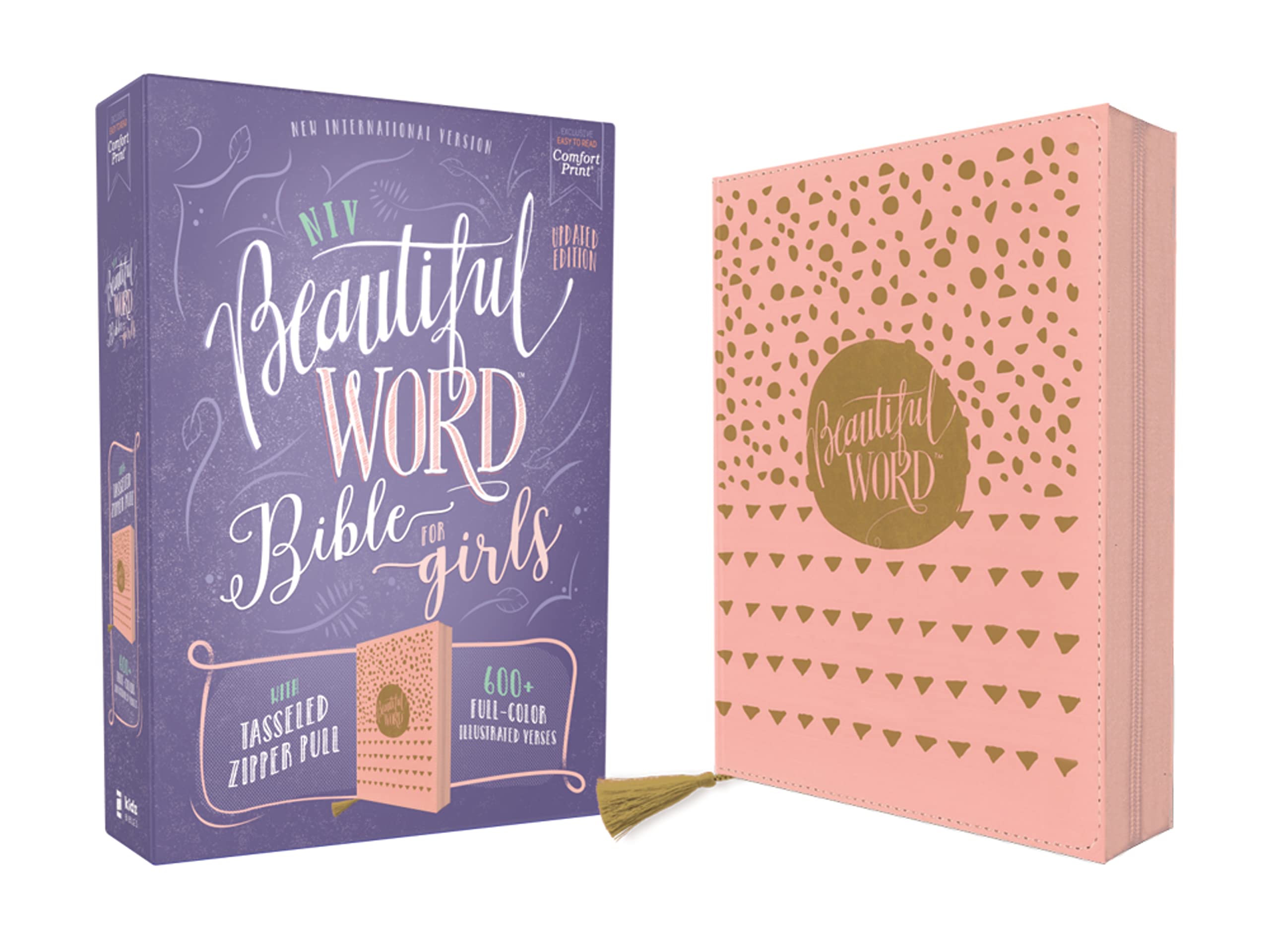 NIV, Beautiful Word Bible for Girls, Updated Edition, Leathersoft, Zippered, Pink, Red Letter, Comfort Print: 600+ Full-Color Illustrated Verses NIV, Beautiful Word Bible for Girls, Updated Edition, Leathersoft, Zippered, Pink, Red Letter, Comfort Print: 600+ Full-Color Illustrated Verses Imitation Leather