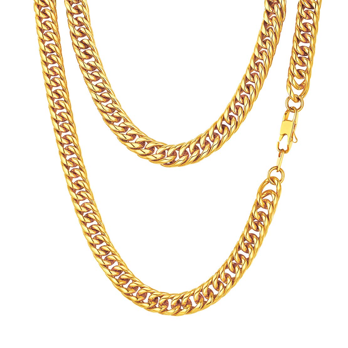 FindChic Cuban Chain for Men, Men's Necklace 9mm, 30" Length, Stainless Steel Curb Chians, Sturdy Gold Necklaces Jewellery for Friend