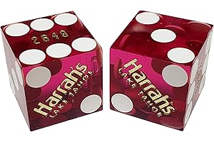 Cyber-Deals 19mm Craps Dice Pair - Authentic Nevada Casino Table-Played Dice - Lake Tahoe Harrah's (Purple Polished)