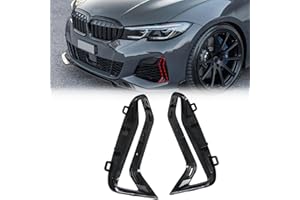 SEKESEAUTO SecosAutoparts Pair Front Bumper Side Grill Trim Set, Glossy Black, Fit for BMW 3 Series G20 G21 M340i 2018-2022 3.0L l6, Replace# 51118093301 51118093302, Fog Lamp Decorative Grill Trim