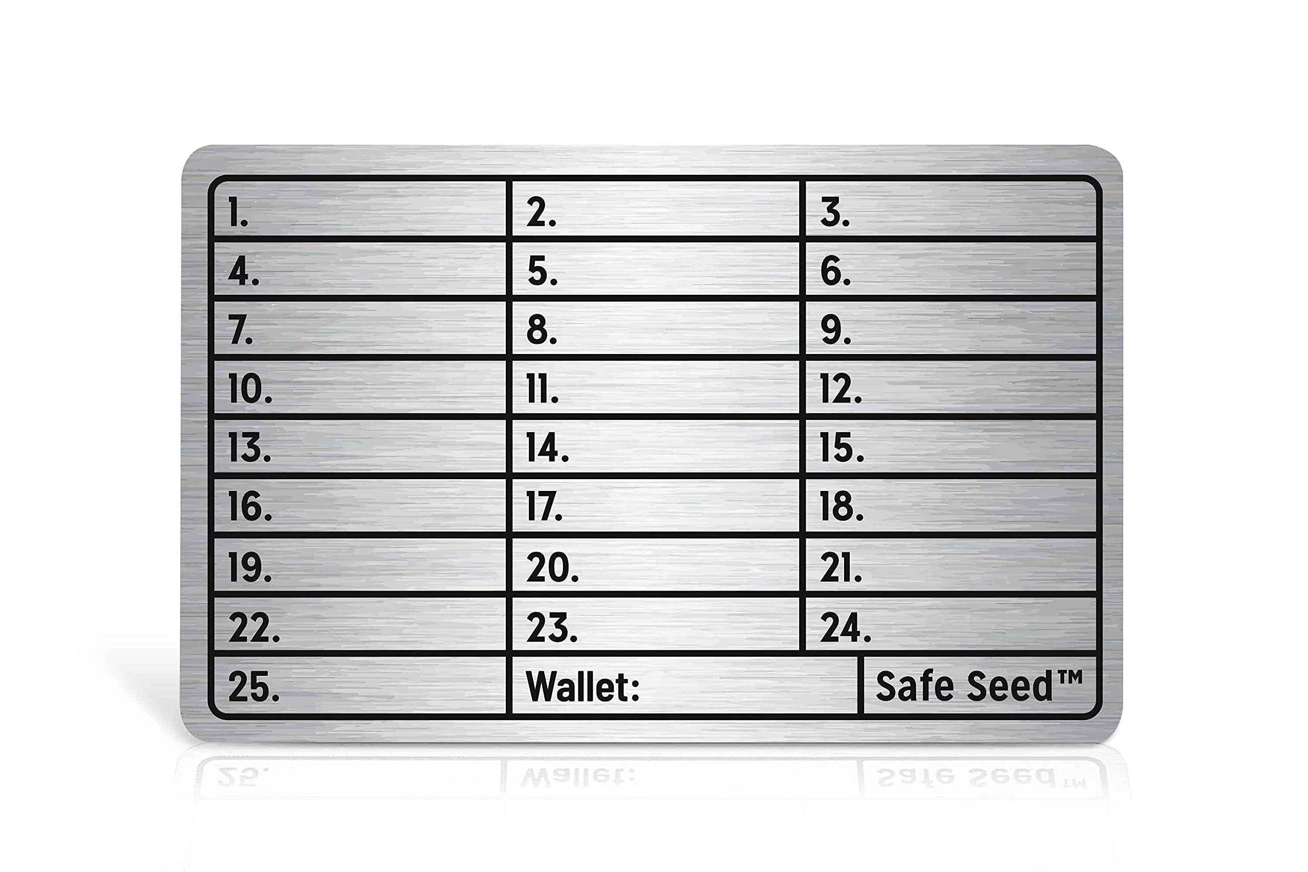Safe Seed Metal Wallet Stainless Steel Edition 12-25 Word Recovery Passphrase Stamp Plate Cold Storage Bitcoin Ethereum Litecoin Ledger Trezor KeepKey