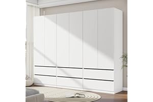 Mhsatyrs White Armoire Wardrobe Closet with 2 Doors, 75" Bedroom Wardrobe Closet for Hanging Clothes, Modern Wood Storage Closets Cabinet with System (A+A+A, 94.5")