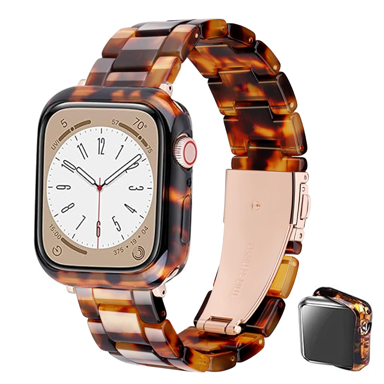 Photo 1 of ***MISSING PARTS*** Omter Band with Bumper Compatible with Apple Watch 49mm 45mm 44mm 42mm 41mm 40mm 38mm, Women Men Fashion Resin Band Strap Compatible with iWatch Series Ultra 8/7/SE/6/5/4,Series 3/2/1