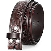 JASGOOD Men's Western Leather Belt Strap without Buckle Cowboy Belt for Jeans Pants Embossed Western Belt 1.5'' Wide