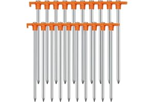 20-Pack Heavy Duty Tent Stakes for Camping Non-Rust Metal Stakes 9.8-Inch Ground Pegs for Tent Tarp Canopy and Outdoor Use Du