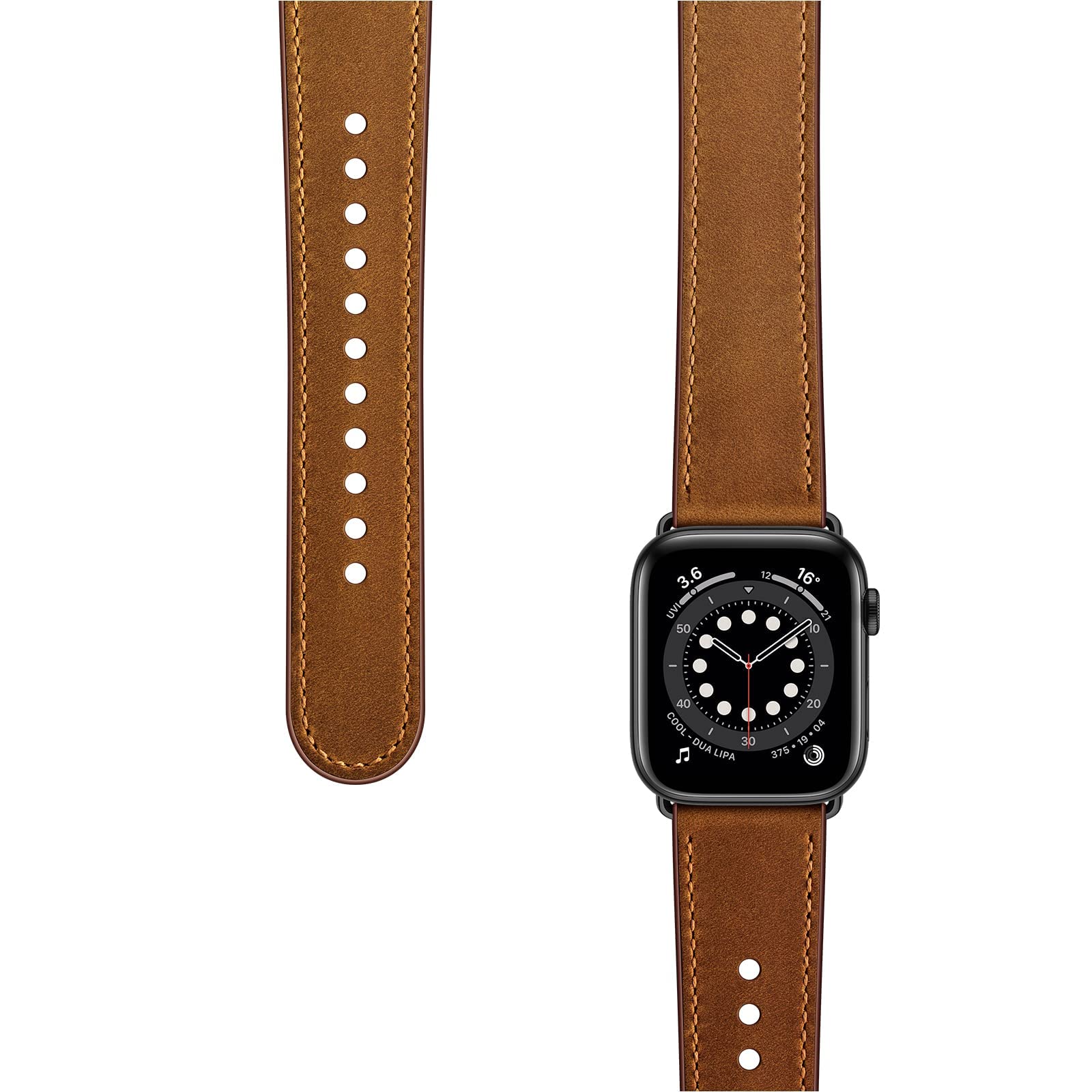 OUHENG Leather Bands Compatible with Apple Watch Band 49mm/46mm/45mm/44mm/42mm, Genuine Leather Strap for iWatch Ultra 2/1 SE Series 10 9 8 7 6 5 4 3 2 1 (Retro Brown/Black)