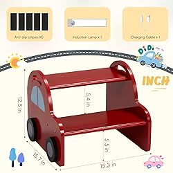 HAHASOLE Wooden Toddler Step Stool for Kids, 2-Step