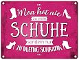 „Bitte Schuhe Ausziehen!“ Metallschild – 15x20 Cm, Comic-Design, Schwarz – Für Flur, Tür Oder Wand
