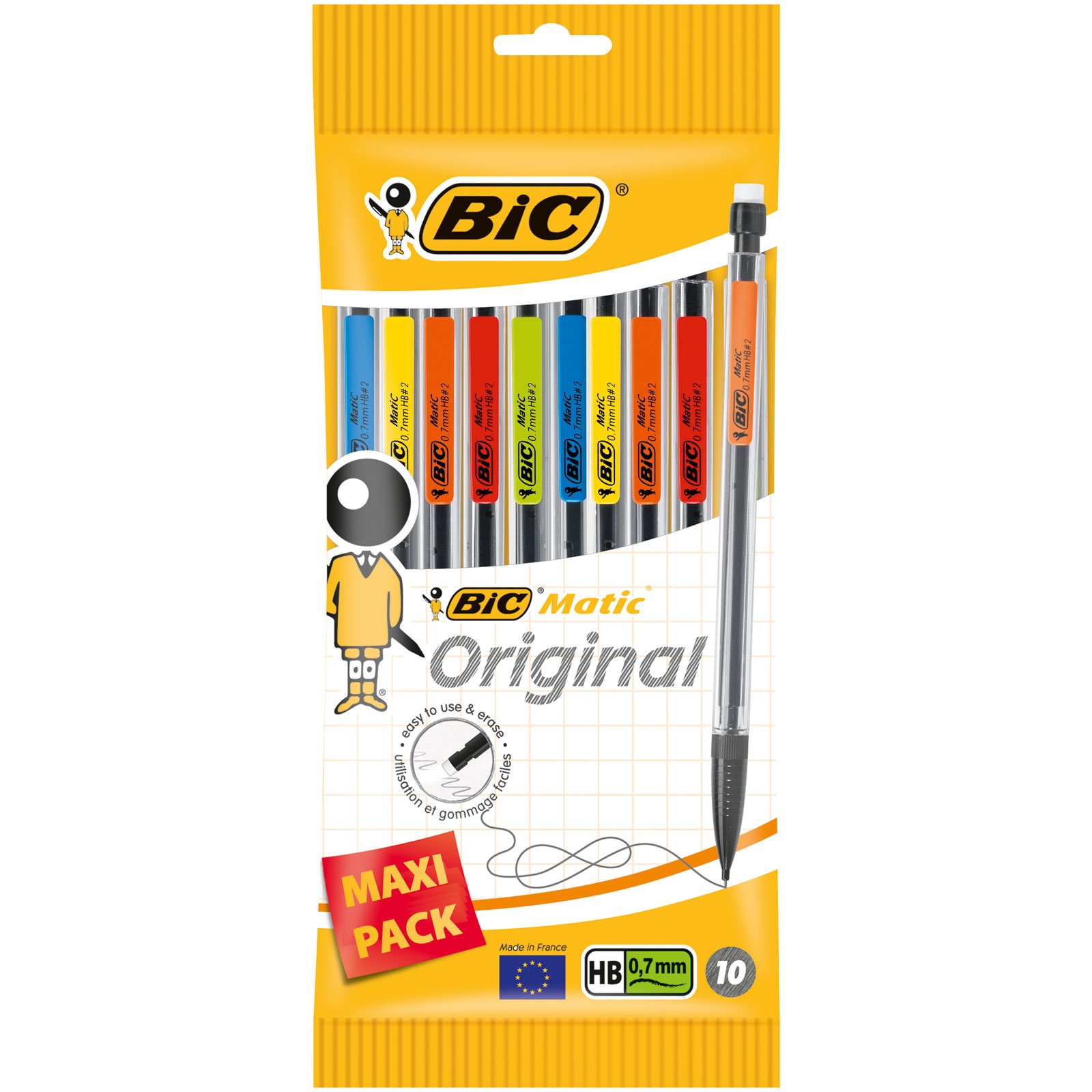 BIC Matic Classic Mechanical Pencil 0.7 mm Pack of 10 Disposable Maxi Pack
