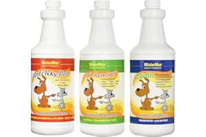 Mister Max Anti Icky Poo Pet Enzyme Cleaner - Cat & Dog Urine Odor Remover, Stain Remover, & P-Bath Urine Pre-Treat Conditioner - Complete Spray Set