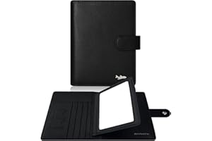 BAPHITY Passport Holder Women, Genuine Leather Passport Wallet RFID Blocking for Men and Women, Passport Cover with Snap Closure Fit for Immunization Record Card - Black