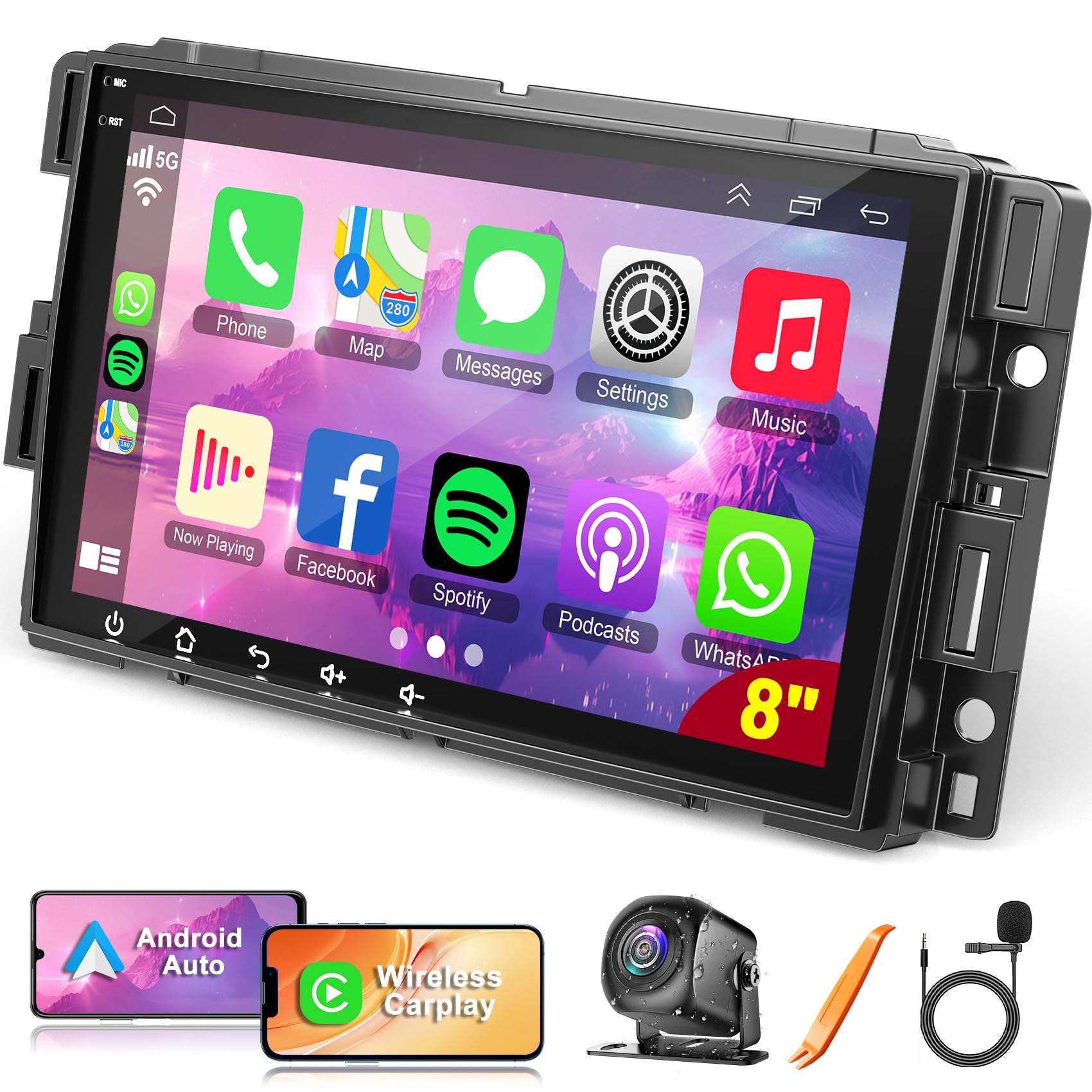 Photo 1 of ****MISSING PCS****4+64 Car Stereo for 2007-2012 Chevrolet Chevy Silverado Impala GMC Sierra Acadia Enclave Yukon, 8" IPS Touch Screen Car Radio with GPS Wireless&Wired CarPlay/Android Auto, Backup Camera/DSP/SWC