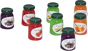 AMOBESTER Miniature Food Bottle Dollhouse Decoration Jam-jar for Kitchen 8 Psc