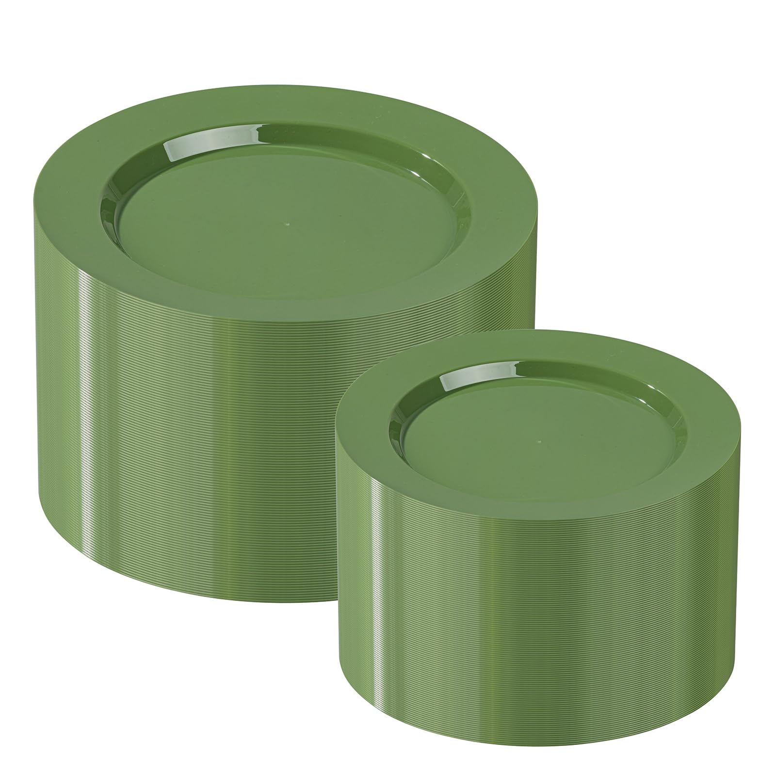 Photo 1 of I00000 200 Pcs Green Plastic Plates, Green Disposable Plates Include 100 Dinner Plate 10’’ and 100 Dessert Plate 7’’ Perfect for Birthday, Party & Wedding